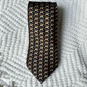Hermes Paris Black and Gold Patterned Tie
